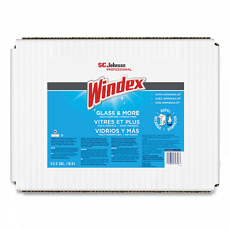 Glass Cleaner with Ammonia-D, Unscented, 5 gal Bag-in-Box Dispenser (696502)