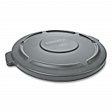 BRUTE Self-Draining Flat Top Lid, for 32 gal Round BRUTE Containers, 22.25" Diameter, Gray (263100GY)