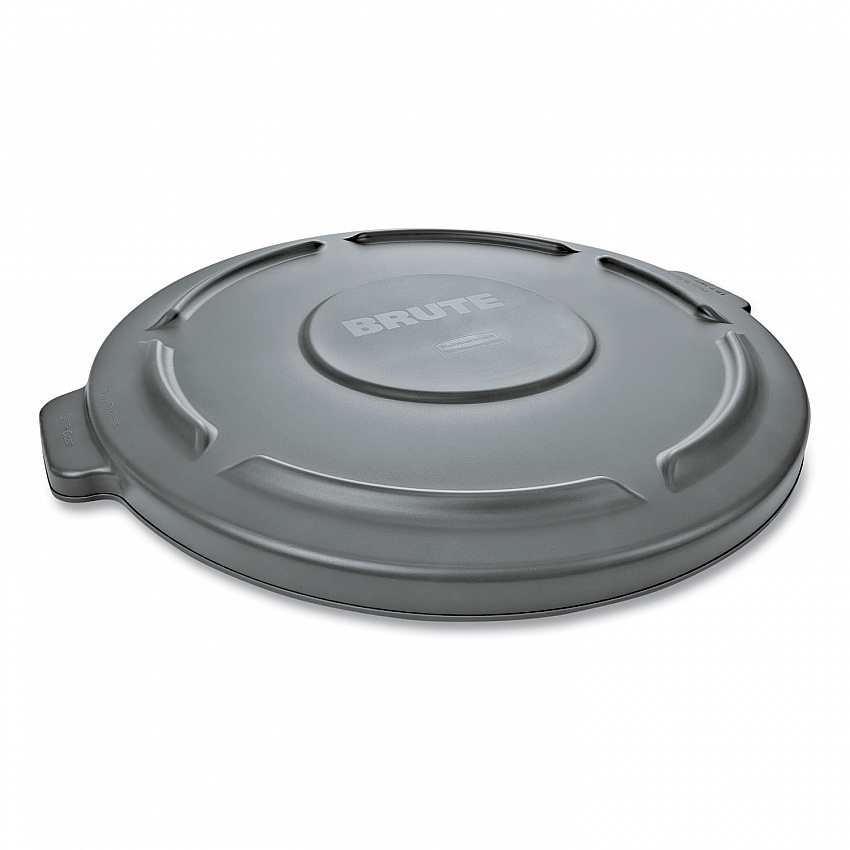 BRUTE Self-Draining Flat Top Lid, for 32 gal Round BRUTE Containers, 22.25" Diameter, Gray (263100GY)