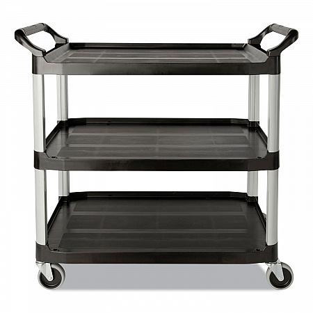 Three-Shelf Service Cart, Plastic, 3 Shelves, 200 lb Capacity, 18.63