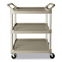 Three-Shelf Service Cart, Plastic, 3 Shelves, 200 lb Capacity, 18.63" x 33.63" x 37.75", Off-White (342488OWH)