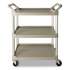 Rubbermaid Commercial Service Cart, 200-lb Capacity, Three-Shelf, 18.63w x 33.63d x 37.75h, Off-White (342488OWH)