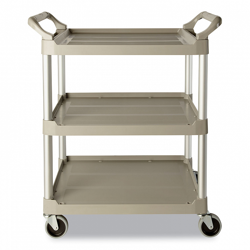 Three-Shelf Service Cart, Plastic, 3 Shelves, 200 lb Capacity, 18.63" x 33.63" x 37.75", Off-White (342488OWH)