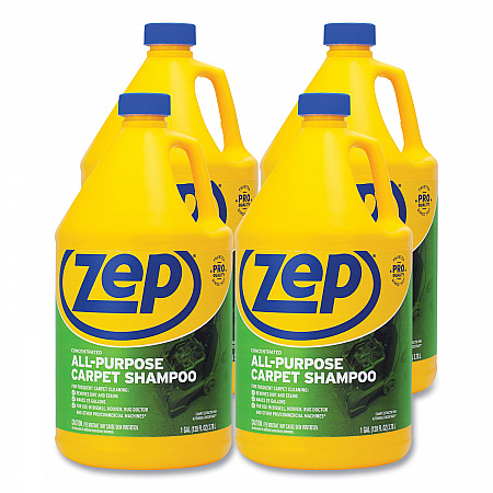 Concentrated All-Purpose Carpet Shampoo, Unscented, 1 gal Can, 4/Carton (ZUCEC128CT)