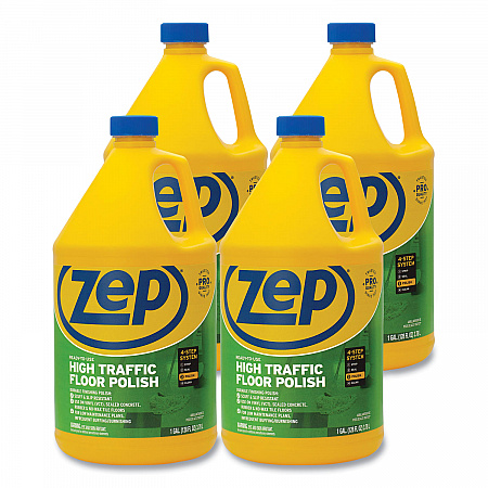 High Traffic Floor Polish, 1 gal Bottle, 4/Carton (ZUHTFF128CT)