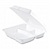 Foam Hinged Lid Containers, 3 Compartments, 9.25 x 9.5 x 3, White, 100/Sleeve, 2 Sleeves/Carton (95HT3R)