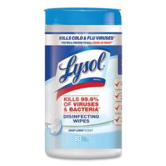 LYSOL Disinfecting Wipes, 7 x 7.25, Crisp Linen, 80 Wipes/Canister (89346)
