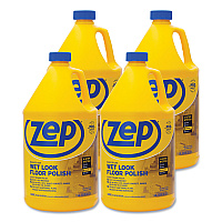 Wet Look Floor Polish, 1 gal Bottle, 4/Carton (ZUWLFF128CT)
