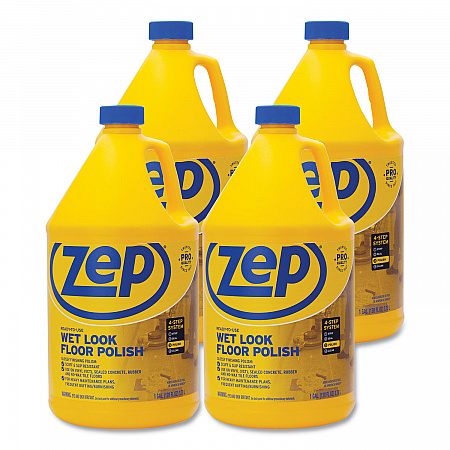 Wet Look Floor Polish, 1 gal Bottle, 4/Carton (ZUWLFF128CT)