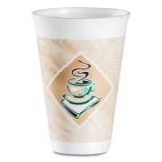 Dart Caf G Foam Hot/Cold Cups, 16 oz, Brown/Green/White, 1,000/Carton (16X16G167318)