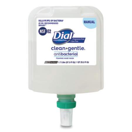 Dial Professional Clean+Gentle Antibacterial Foaming Hand Wash Refill for Dial 1700 Dispenser, Fragrance Free, 1.7 L, 3/Carton (32088CT)