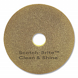 Clean and Shine Pad, 13" Diameter, Brown/Yellow, 5/Carton (09549)