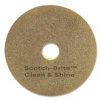 Clean and Shine Pad, 13" Diameter, Brown/Yellow, 5/Carton (09549)