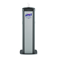 DS360 High Capacity Hand Sanitizing Wipes Station, 17 x 17.25 x 44.25, Black/Silver (911401SLVHSW)