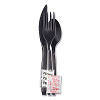 Reliance Mediumweight Cutlery Kit, Fork/Knife/Napkin/Pepper/Salt/Spoon, Plastic, Black, 250/Carton (RSK8Y0004)
