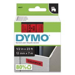 DYMO D1 High-Performance Polyester Removable Label Tape, 0.5" x 23 ft, Black on Red (45017)