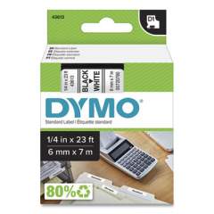 DYMO D1 High-Performance Polyester Removable Label Tape, 0.25" x 23 ft, Black on White (43613)