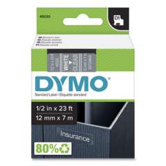 DYMO D1 High-Performance Polyester Removable Label Tape, 0.5" x 23 ft, White on Clear (45020)