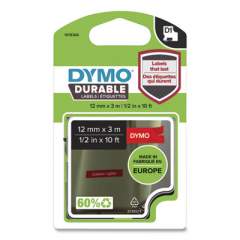 DYMO D1 Durable Labels, 0.5" x 10 ft, White on Red (2125349)