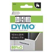 DYMO D1 High-Performance Polyester Removable Label Tape, 0.5" x 23 ft, Black on White (45013)