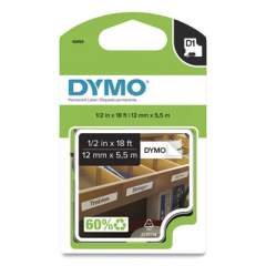 DYMO D1 High-Performance Polyester Permanent Label Tape, 0.5" x 18 ft, Black on White (16955)