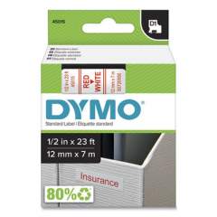 DYMO D1 High-Performance Polyester Removable Label Tape, 0.5" x 23 ft, Red on White (45015)