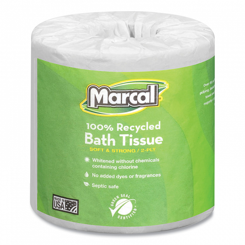100% Recycled Two-Ply Bath Tissue, Individually Wrapped Rolls, Septic Safe, White, 330 Sheets/Roll, 48 Rolls/Carton (6079)