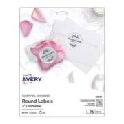 Avery Round Labels, Inkjet Printers, 2" dia., Silver, 12/Sheet, 8 Sheets/Pack (22824)