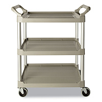 Three-Shelf Service Cart, Plastic, 3 Shelves, 200 lb Capacity, 18.63" x 33.63" x 37.75", Platinum (342488PM)