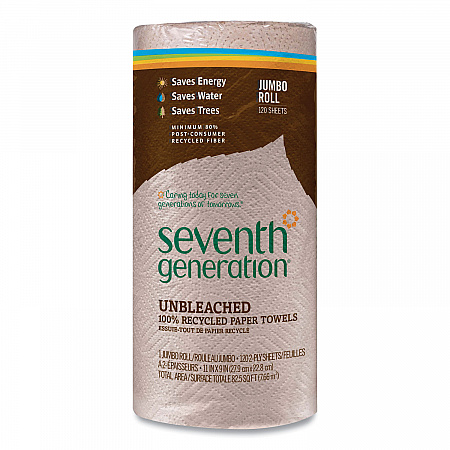 Natural Unbleached 100% Recycled Paper Kitchen Towel Rolls, 2-Ply, 11 x 9, 120 Sheets/Roll (13720RL)