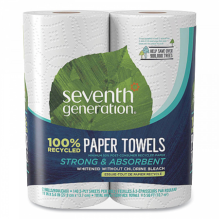100% Recycled Paper Kitchen Towel Rolls, 2-Ply, 11 x 5.4, 140 Sheets/Roll, 2 Rolls/Pack, 12 Packs/Carton (13730)