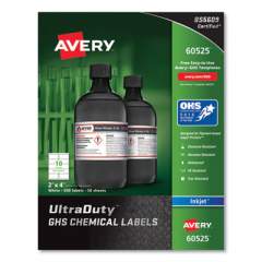 Avery UltraDuty GHS Chemical Waterproof and UV Resistant Labels, 2 x 4, White, 10/Sheet, 50 Sheets/Pack (60525)