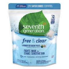 Seventh Generation Natural Laundry Detergent Packs, Powder, Unscented, 45 Packets/Pack, 8/Carton (22977CT)