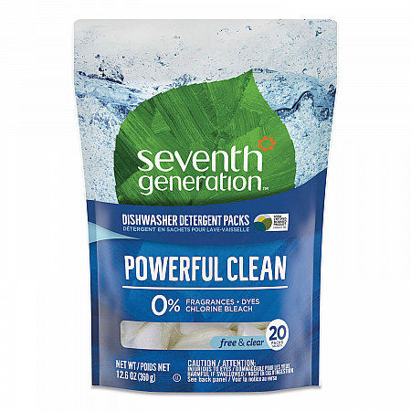 Natural Automatic Dishwasher Detergent Packs, Free and Clear, 45 Powder Packets/Box (45180EA)