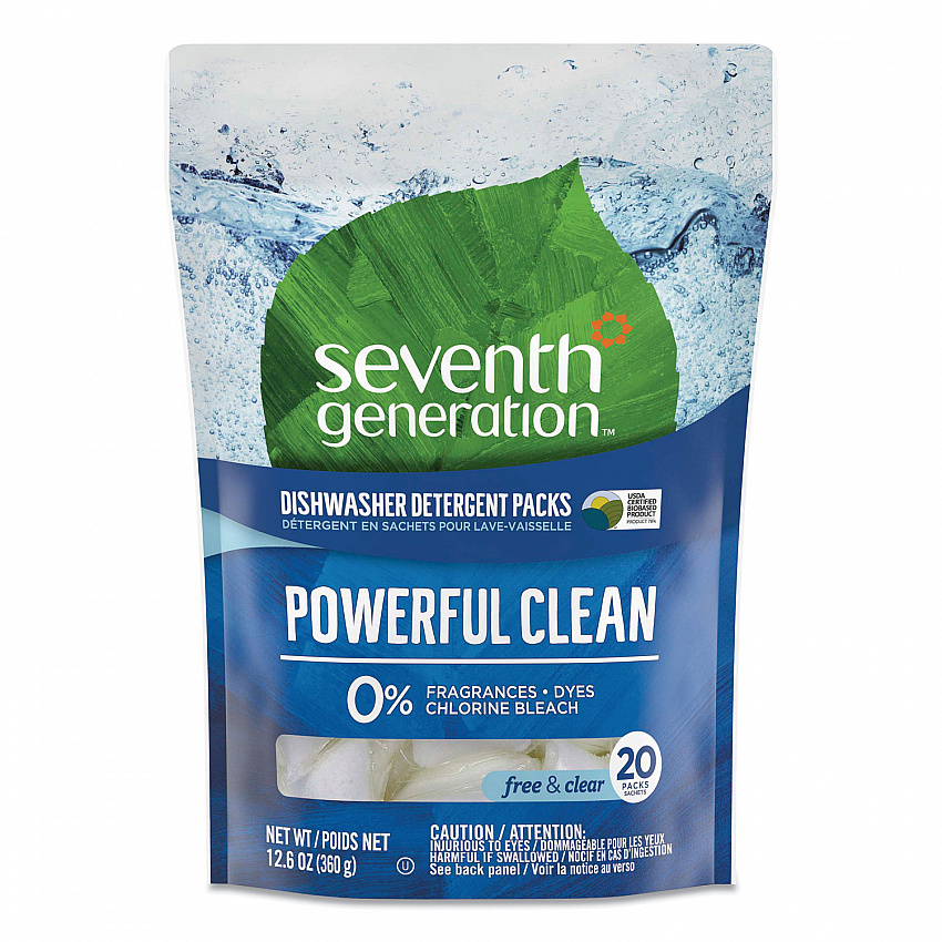 Natural Automatic Dishwasher Detergent Packs, Free and Clear, 45 Powder Packets/Box (45180EA)