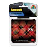 Scotch Restickable Mounting Tabs, Repositionable, Holds Up to 0.6 lb, 0.88 x 0.88, Clear, 18/Pack (R105)