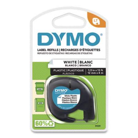 DYMO LetraTag Plastic Label Tape Cassette, 0.5" x 13 ft, White (91331)