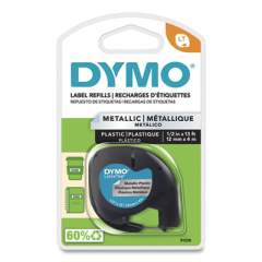 DYMO LetraTag Metallic Label Tape Cassette, 0.5" x 13 ft, Silver (91338)