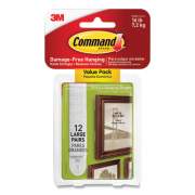 Command Picture Hanging Strips, Large, Removable, Holds Up to 4 lbs per Pair, 0.75 x 3.65, White, 12 Pairs/Pack (1720612ES)