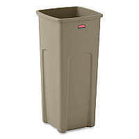 Untouchable Square Waste Receptacle, 23 gal, Plastic, Beige (356988BG)