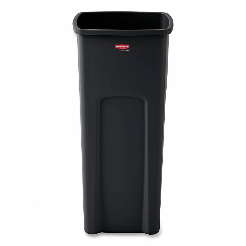 Untouchable Square Waste Receptacle, 23 gal, Plastic, Black (356988BK)