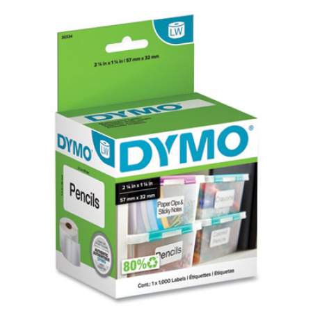 DYMO LabelWriter Address Labels, 1.25'' x 2.25'', White, 1000 Labels/Roll (30334)