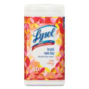 LYSOL Disinfecting Wipes, 7 x 7.25, Mango and Hibiscus, 80 Wipes/Canister, 6 Canisters/Carton (97181)