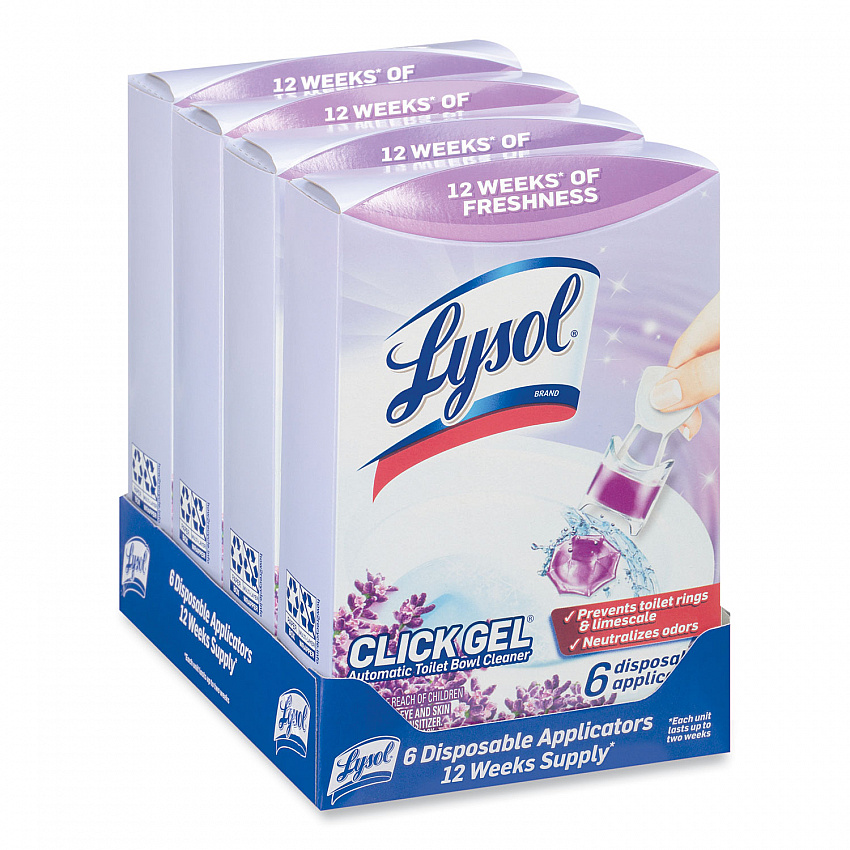 Click Gel Automatic Toilet Bowl Cleaner, Lavender Fields Scent, 6/Box, 4 Boxes/Carton (89060CT)