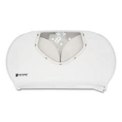 San Jamar Twin Jumbo Bath Tissue Dispenser, 19 1/4 x 6 x 12 1/4, White/Clear (R4070WHCL)