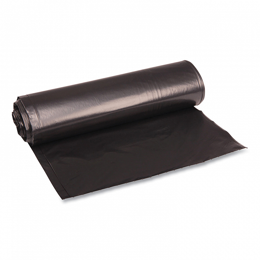 Recycled Low-Density Polyethylene Can Liners, 33 gal, 1.2 mil, 33" x 39", Black, Perforated, 10 Bags/Roll, 10 Rolls/Carton (516)
