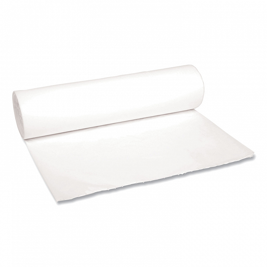 Low-Density Waste Can Liners, 56 gal, 0.6 mil, 43" x 47", White, Perforated Roll, 25 Bags/Roll, 4 Rolls/Carton (4347EXH)