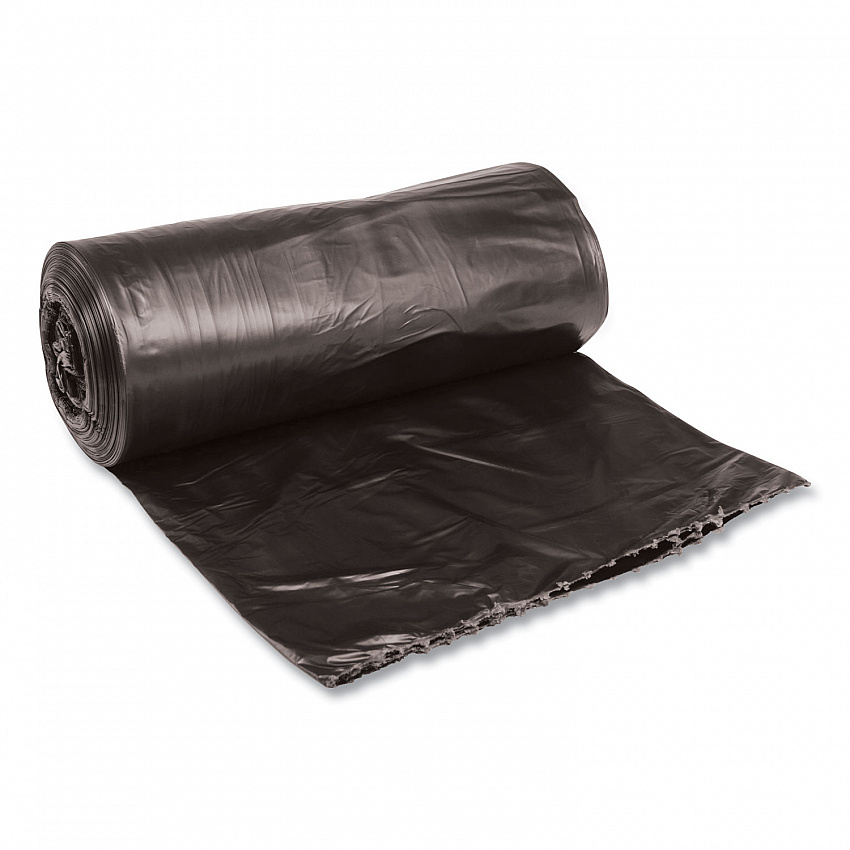 Low-Density Waste Can Liners, 33 gal, 0.5 mil, 33" x 39", Black, Perforated Roll, 25 Bags/Roll, 8 Rolls/Carton (3339H)