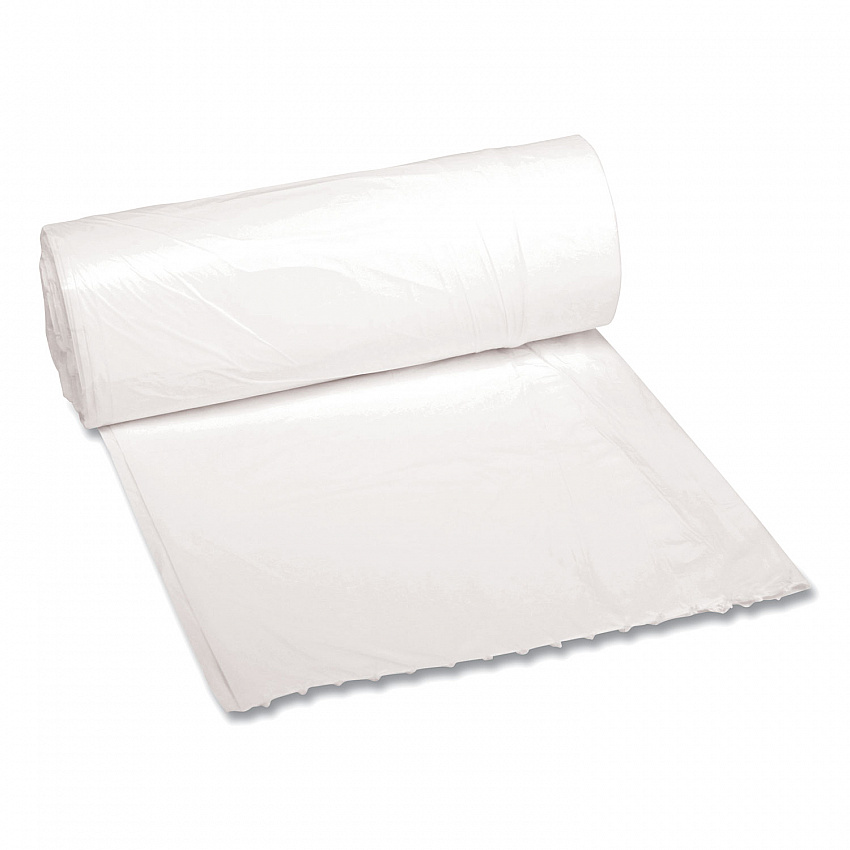 Low-Density Waste Can Liners, 10 gal, 0.4 mil, 24" x 23", White, Perforated Roll, 25 Bags/Roll, 20 Rolls/Carton (2423EXH)
