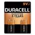 Duracell CopperTop Alkaline 9V Batteries, 2/Pack (MN1604B2Z)